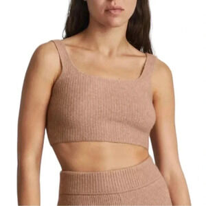 Everlane Camel Tan Wool Yak Hair Blend Ribbed Cozy Stretch Tank Size Large NWT